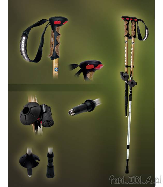 Kijki trekkingowe Rocktrail, cena 69,00 PLN za 1 para 
- z innowacyjnym systemem ...
