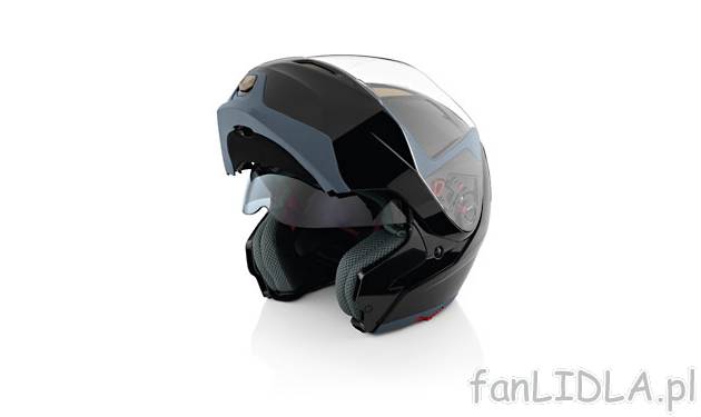 Motocyklowy kask szczękowy Crivit Sports, cena 229,00 PLN za 1 szt. 
- z zamykaną ...