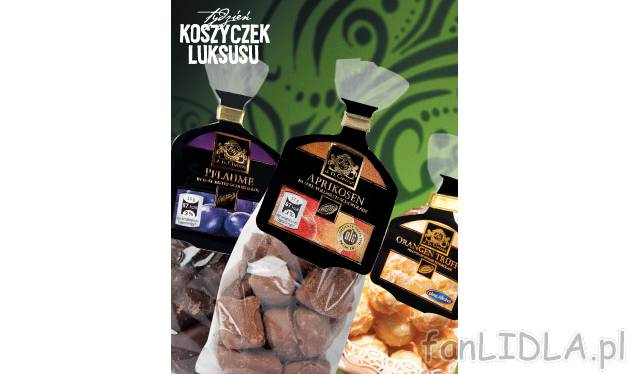 Owoce lub trufle w czekoladzie , cena 11,99 PLN za 200 g/ 1 opak. 
- Doskonałe, ...
