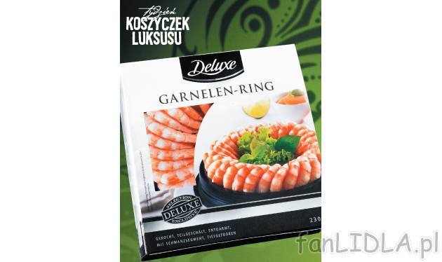 Krewetki wykwintne , cena 16,99 PLN za 230 g/ 1 opak. 
- Gotowane, częściowo ...