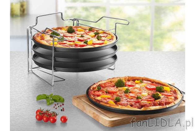 Komplet blach do pizzy , cena 32,99 PLN za 1 opak. 
- w zestawie 4 łatwe do czyszczenia ...