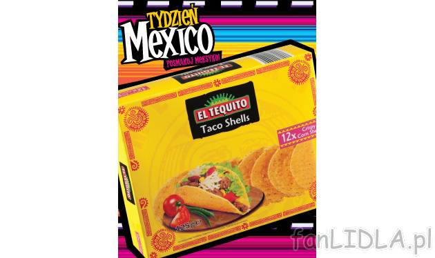 Taco shells , cena 5,99 PLN za 125 g / 1 opak. 
- 12 chrupiących muszelek kukurydzianych ...