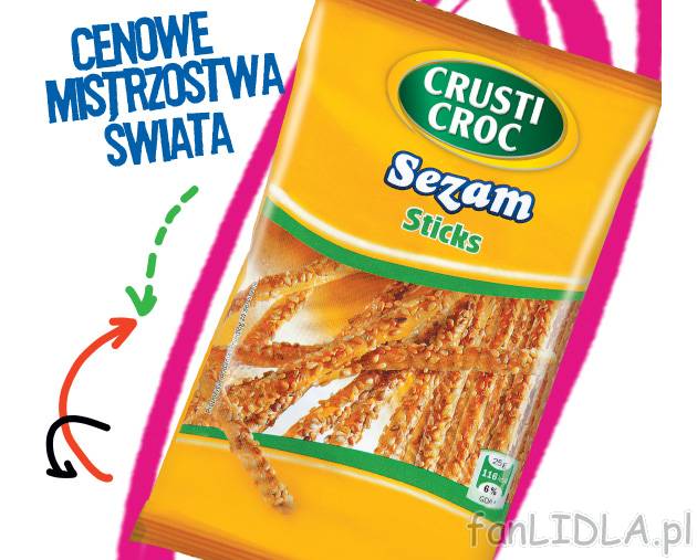 Paluszki z sezamem , cena 0,99 PLN za 50 g/ 1 opak. 
-  100 g = 1.98 
-  50 g/ 1 opak.