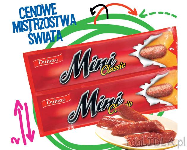 Mini-salami , cena 2,49 PLN za 50 g/1 opak. 
-  50 g/1 opak. 
-  100 g = 4.98