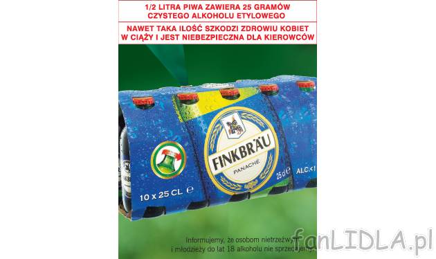 Piwo Panache , cena 11,99 PLN za 10x250 ml/ 1 opak. 
- Jasne. 
- 1 %  alkoholu. ...