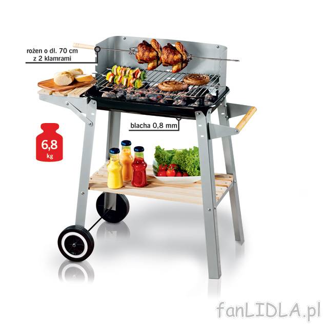 Grill na kółkach Florabest, cena 79,90 PLN za 1 opak. 
- z 5-stopniową regulacją ...