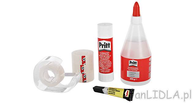 Kleje lub taśmy Pritt, cena 5,99 PLN za 1 szt./1 opak. 
- klej błyskawiczny 
- ...