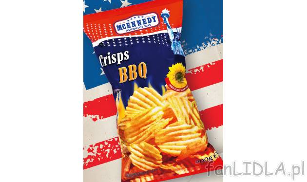 Chipsy ziemniaczane , cena 4,49 PLN za 200 g/1 opak. 
- Barbecue. 
- Chrupiące, ...