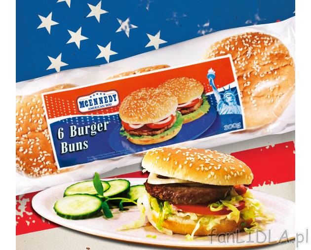 Bułki hamburgerowe , cena 3,49 PLN za 300 g/1 opak. 
- Z sezamem. 
- Idealne ...