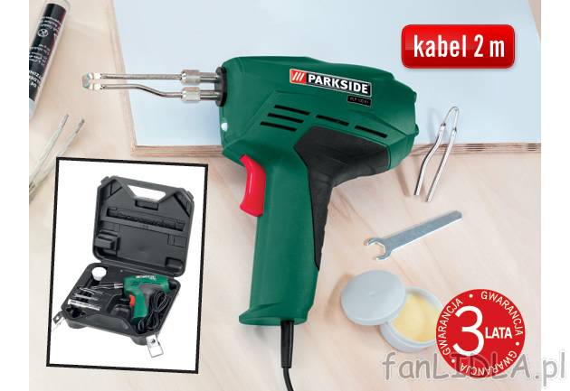 Lutownica 100 W Parkside, cena 49,99 PLN za 1 opak. 
- stabilna obudowa z tworzywa ...