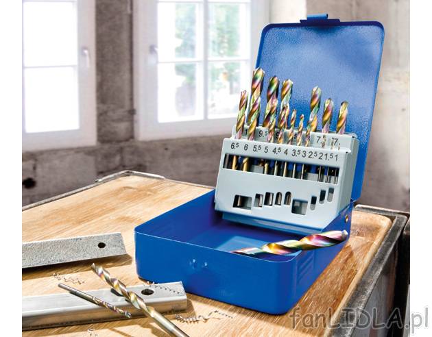 Komplet stalowych wierteł HSS Powerfix, cena 37,99 PLN za 1 opak. 
- komplet składa ...