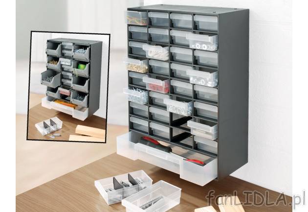 Organizer warsztatowy Powerfix, cena 34,99 PLN za 1 opak. 
- 33 lub 17 szuflad ...