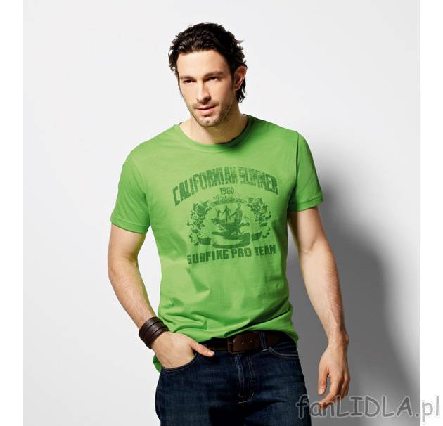 T-shirt męski Livergy, cena 19,99 PLN za 1 szt. 
- prosty krój 
- kołnierzyk ...