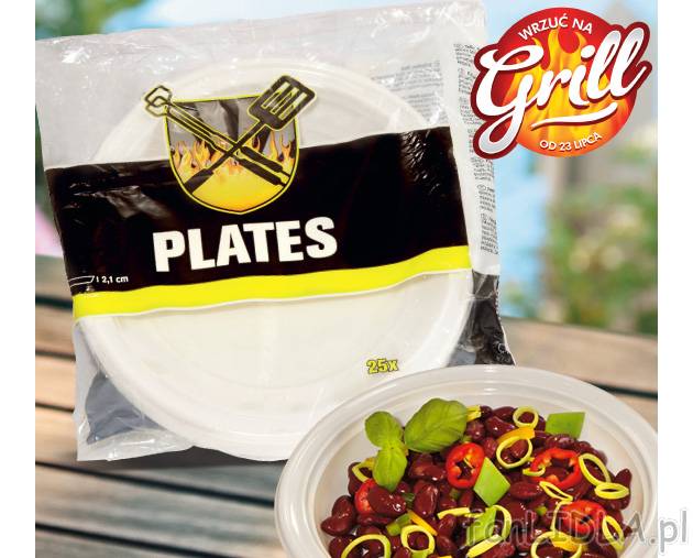 Talerze plastikowe , cena 4,99 PLN za 25 szt. 
-  płytkie