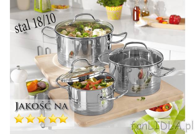 Komplet garnków indukcyjnych ze stali szlachetnej Ernesto, cena 179,00 PLN za 1 ...