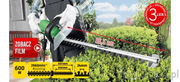 Elektryczne nożyce do żywopłotu 600 W Florabest, cena 179,00 PLN za 1 opak. 
- ...