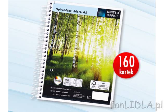 Zeszyt A5 na spirali , cena 3,99 PLN za 1 szt. 
-  160 kartek 
-  różne rodzaje