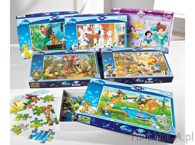 Puzzle , cena 8,99 PLN za 1 opak. 
- z ulubionymi bohaterami z bajek Disneya: 101 ...
