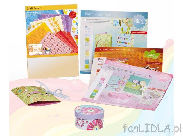 Papier z ozdobnym motywem , cena 12,99 PLN za 1 opak. 
- blok z motywami, 30 arkuszy, ...