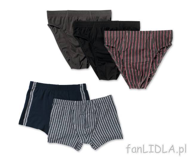 Slipy 3 pary lub bokserki 2 pary Livergy, cena 21,99 PLN za 1 opak. 
- materiał: ...