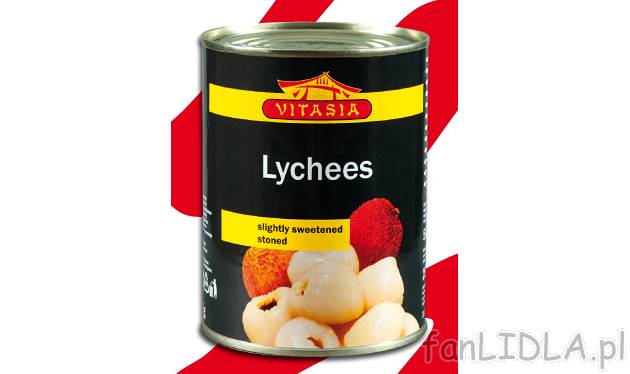 Liczi , cena 3,99 PLN za 567 g/1 opak. 
-  Lekko słodzone, bez pestek.