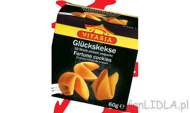 Ciasteczka z wróżbami , cena 5,99 PLN za 60 g/1 opak. 
- Pyszne, chrupiące ciasteczko ...