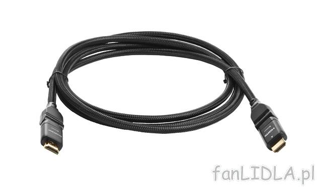 Kabel HDMI Silvercrest Hometech, cena 24,99 PLN za 1 szt. 
- ruchome, pozłacane ...