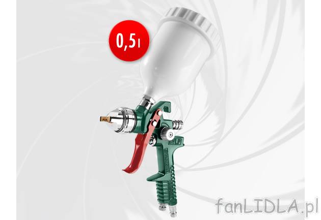 Pneumatyczny pistolet do farb Parkside, cena 59,00 PLN za 1 opak. 
- optymalne ...
