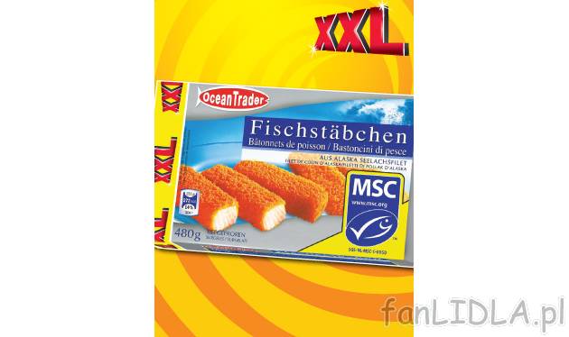 Paluszki rybne , cena 7,49 PLN za 480 g/1 opak. 
-  Filet z  mintaja.