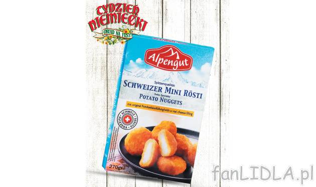 Szwajcarskie nuggetsy ziemniaczane , cena 6,99 PLN za 270 g/1 opak. 
- Niezwykle ...