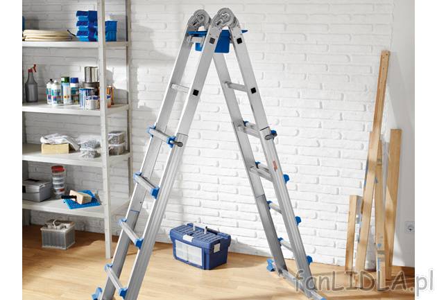 Aluminiowa drabina teleskopowa Powerfix, cena 349,00 PLN za 1 szt. 
- 4 rozsuwane ...