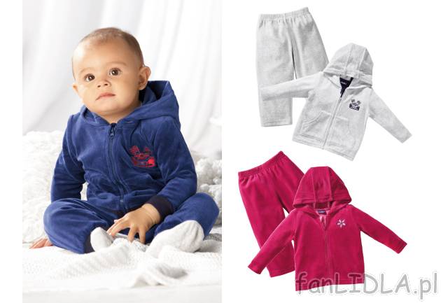 Dres niemowlęcy z weluru Lupilu, cena 24,99 PLN za 1 opak. 
- bluza zapinana na ...