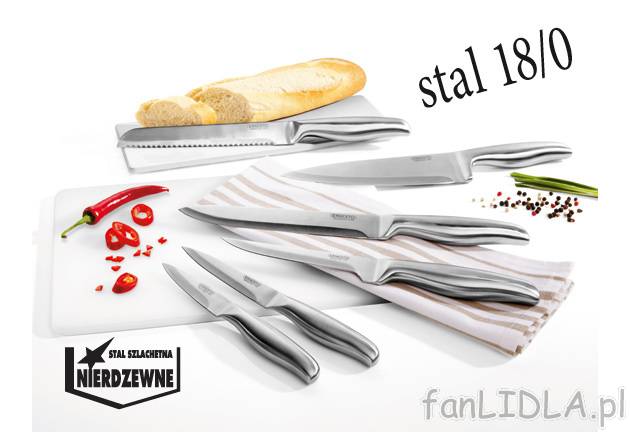 Zestaw noży Ernesto, cena 59,90 PLN za 1 opak. 
- z nierdzewnej stali szlachetnej ...