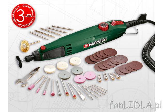 Zestaw modelarski i grawerski Parkside, cena 88,00 PLN za 1 opak. 
- cichy silnik ...