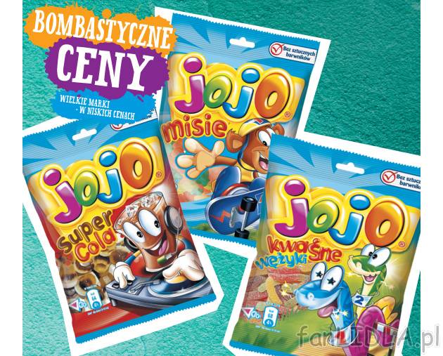 Nestle Jojo żelki , cena 1,99 PLN za 80/90/1 opak. 
-  Różne rodzaje.