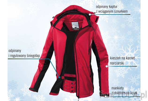 Męska kurtka narciarska softshell Crivit Sports, cena 111,00 PLN za 1 szt. 
- ...