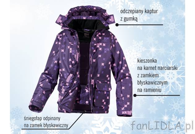 Kurtka snowboardowa dziewczęca Crivit Sports, cena 79,90 PLN za 1 szt. 
- dwie ...
