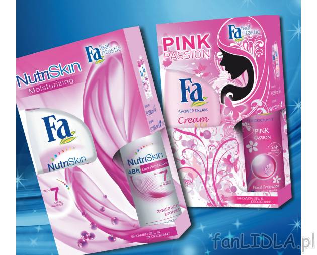 Zestaw damski Fa , cena 12,99 PLN za zestaw 
-  Nutri Skin Moisturizing 
-  Pink Passion