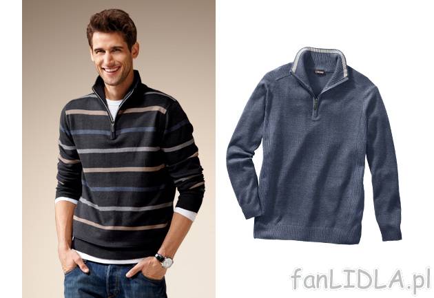 Sweter ze stójką Livergy, cena 44,99 PLN za 1 opak. 
- materiał: 50% bawełna, ...