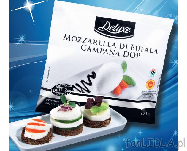 Mozzarella , cena 5,99 PLN za 125 g/1 opak. 
-  125 g/1 opak. 
-  100 g=4.79