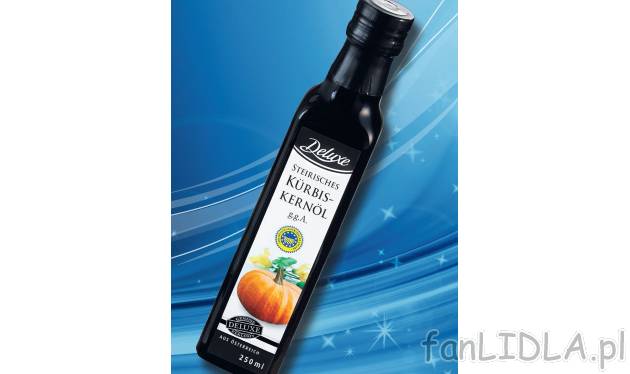 Olej z pestek dynii , cena 19,99 PLN za 250 ml/1 opak. 
- idealny do sałatek oraz ...