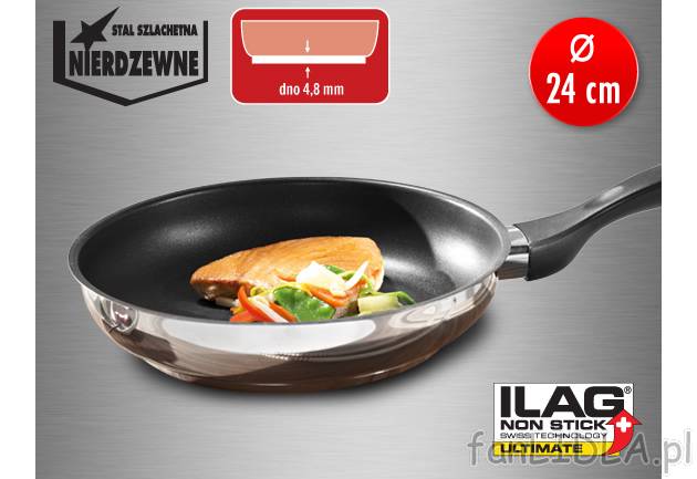 Indukcyjna patelnia ze stali szlachetnej z powłoką tytanową &#216; 24 cm ...