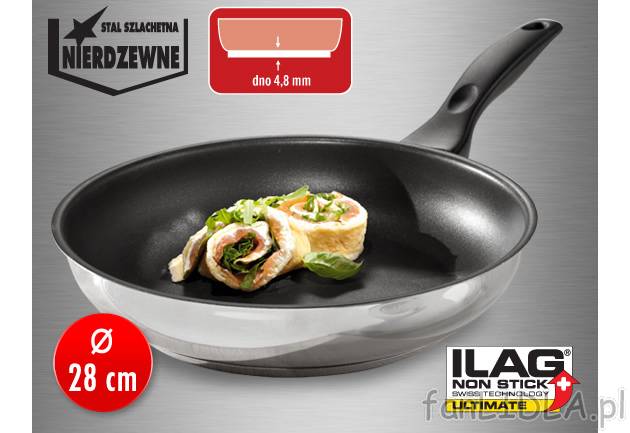 Indukcyjna patelnia ze stali szlachetnej z powłoką tytanową &#216; 28 cm ...