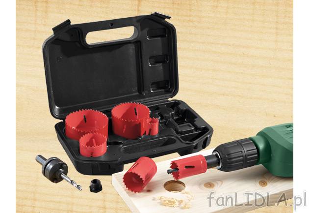 Komplet otwornic - 9 części Powerfix, cena 59,90 PLN za 1 opak. 
- do obróbki ...