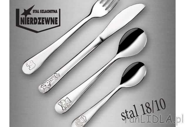 Sztućce dziecięce Ernesto, cena 17,99 PLN za 1 opak. 
- z zabawnymi motywami ...
