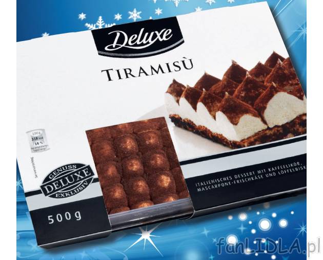 Tiramisu , cena 12,99 PLN za 500 g/1 opak. 
- wyśmienity, włoski deser na bazie ...
