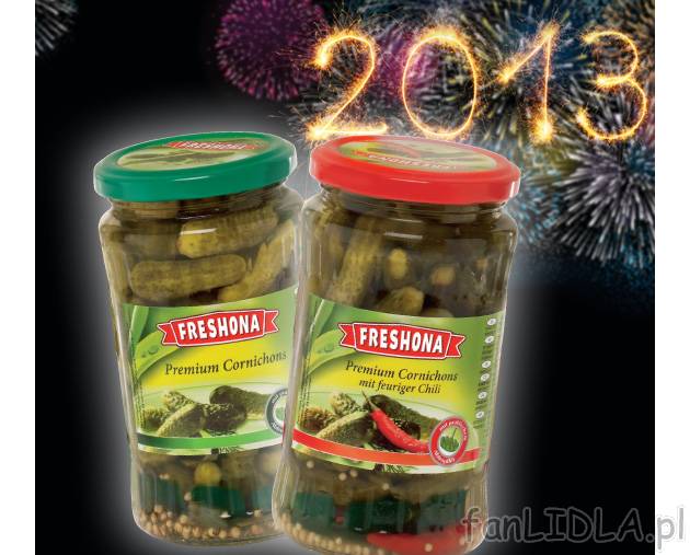 Korniszony , cena 3,99 PLN za 330 g/1 opak. 
-  Korniszony ostre, klasyczne lub z miodem.