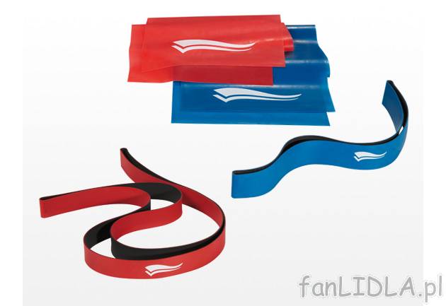 Komplet taśm fitness 4 szt. Crivit, cena 24,99 PLN za 1 opak. 
- 2 taśmy fitness ...