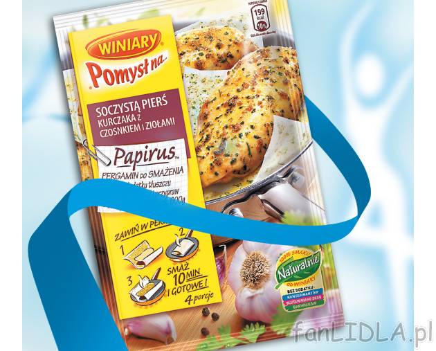 Pomysł na Papirus , cena 2,49 PLN za 25 g/1 opak. 
-  z czosnkiem i ziołami
