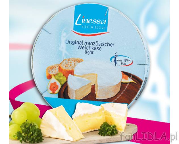 Camembert light , cena 6,99 PLN za 250 g/1 opak. 
- Posiada białą, aksamitną ...